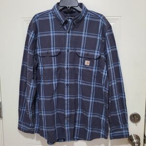 Carhartt Navy and Light Blue Plaid Shirt Gorpcore Utility M Medium Size